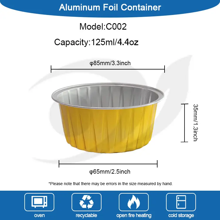 சுற்று வேகவைத்த கேக்குகள் மென்மையாய் அலுமினியத் தகடு கொள்கலன்கள்
