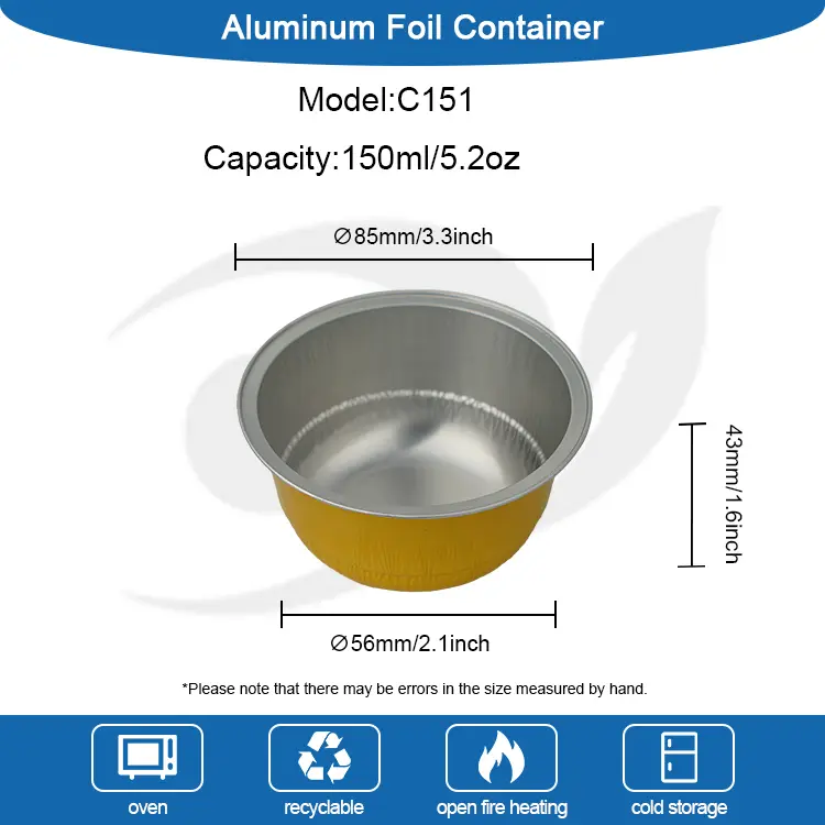 கோல்டன் அலுமினியம் ஃபாயில் இனிப்பு கோப்பை -150 மில்லி டோம் வடிவம்