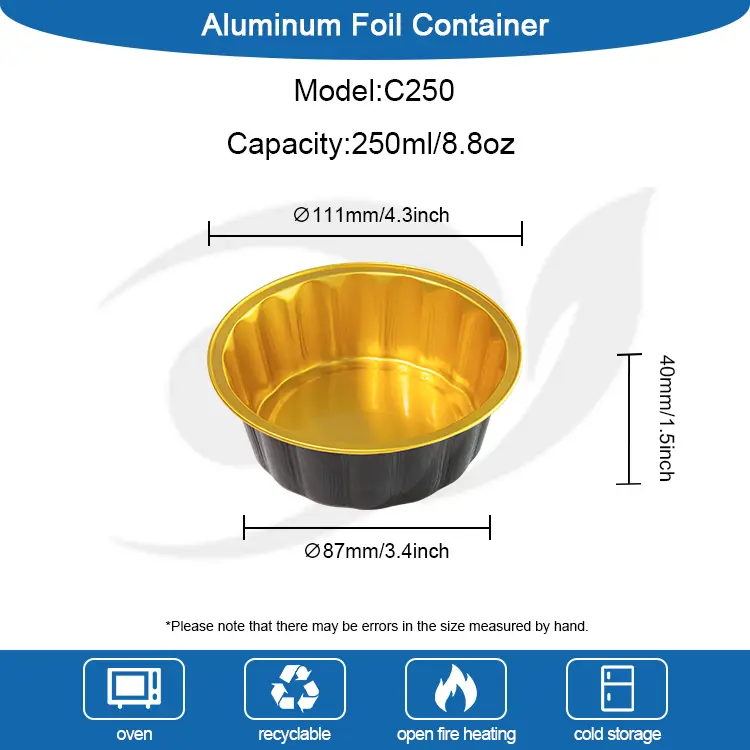 இனிப்பு மென்மையான அலுமினியத் தகடு கொள்கலன்களுக்கான சுற்று கிண்ணம்