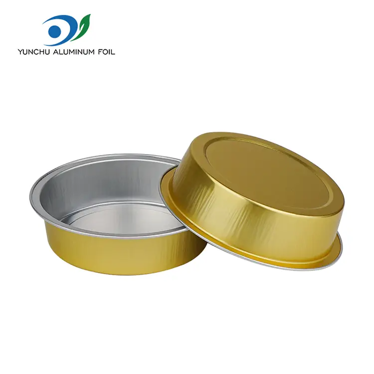 சுற்று கேக் பேக்கிங் மென்மையாய் அலுமினியத் தகடு கொள்கலன்கள்