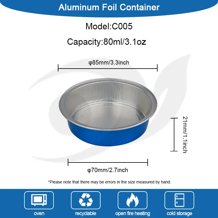 சுற்று கேக் பேக்கிங் மென்மையாய் அலுமினியத் தகடு கொள்கலன்கள்
