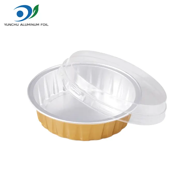 சுற்று கோல்டன் பேக்கிங் மென்மையாய் அலுமினியத் தகடு கொள்கலன்கள்