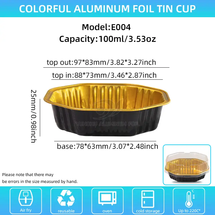 சிறப்பு வடிவ கேக் கப் மென்மையாய் அலுமினியத் தகடு கொள்கலன்கள்